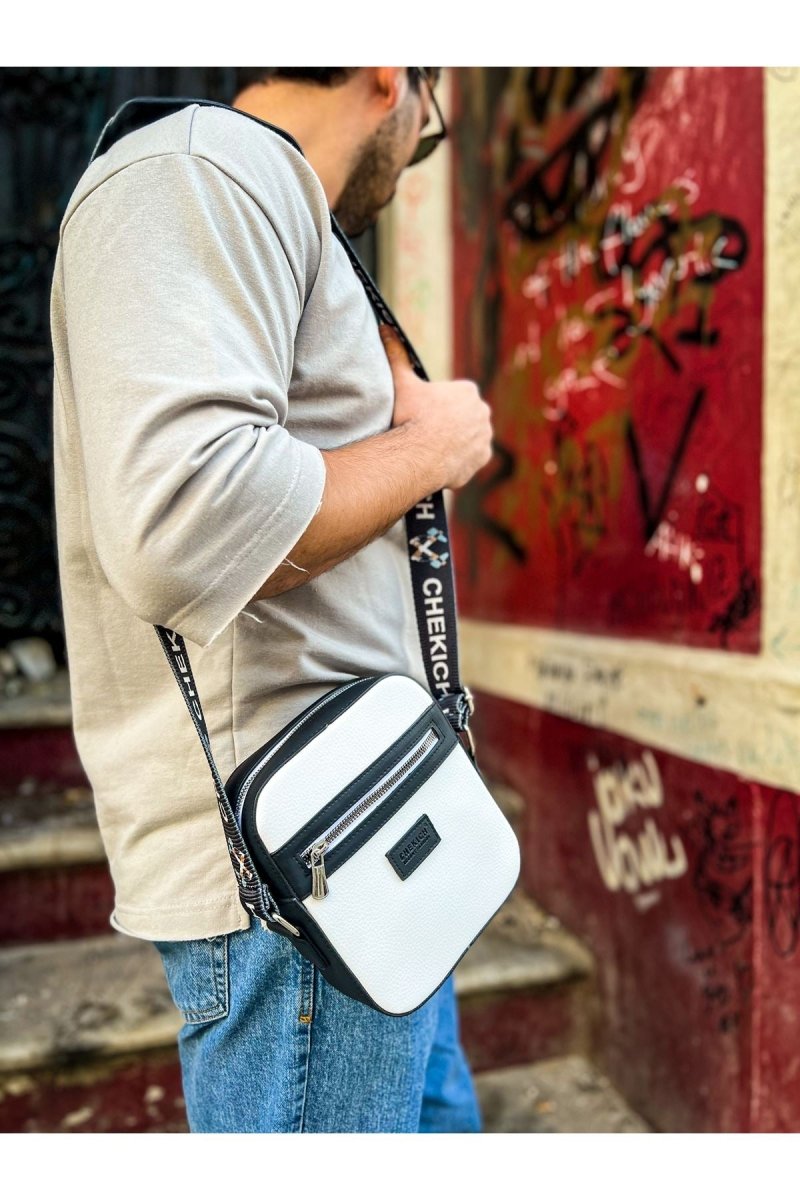 CH102 Stealht Kare Erkek Çanta White/Black - chekich.com