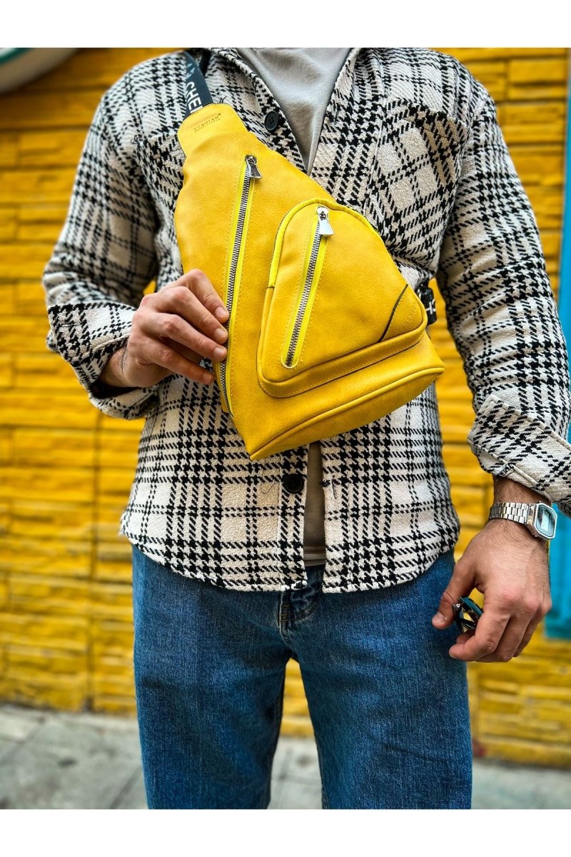 CH103 Astranite Üçgen Erkek Çanta Yellow - chekich.com