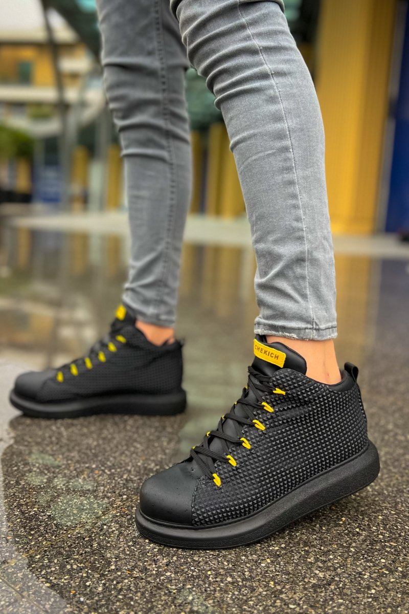 CH111 GST Milano Men's Boots Black - Yellow - chekich.com