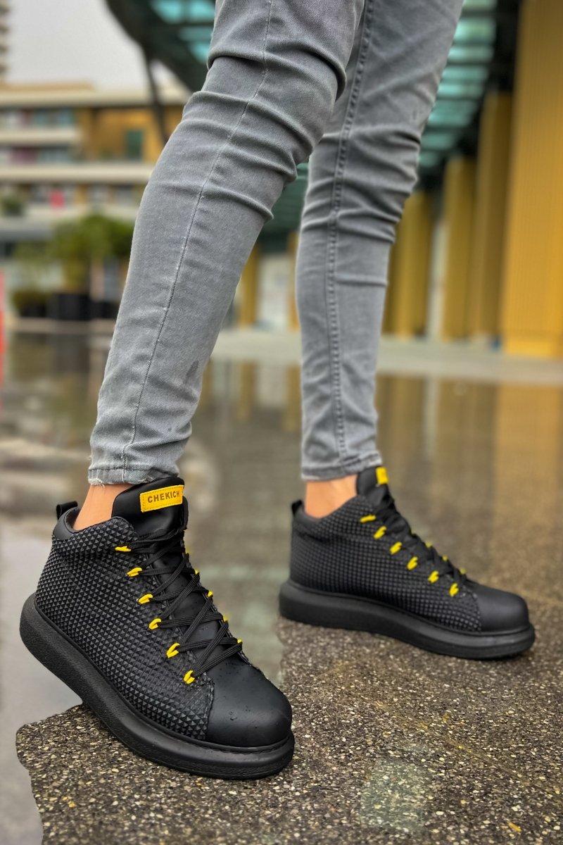 CH111 GST Milano Men's Boots Black - Yellow - chekich.com