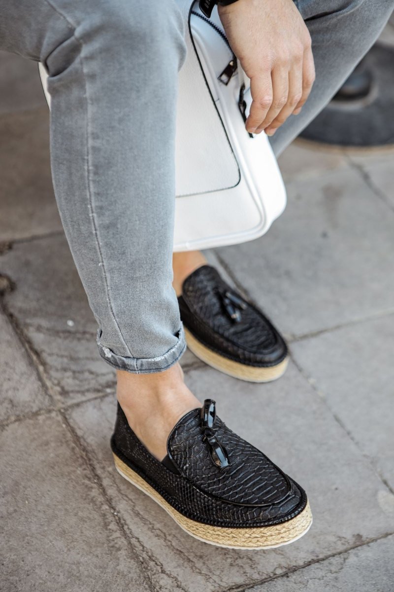 CH119 - CBT Tassels Men Sneaker Black - chekich.com