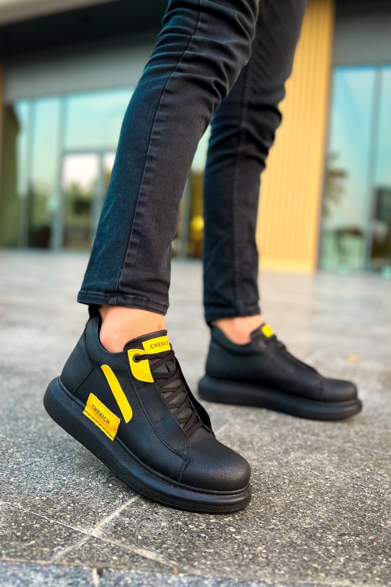 CH131 GST Frogner Men's Boots Black - Yellow - chekich.com