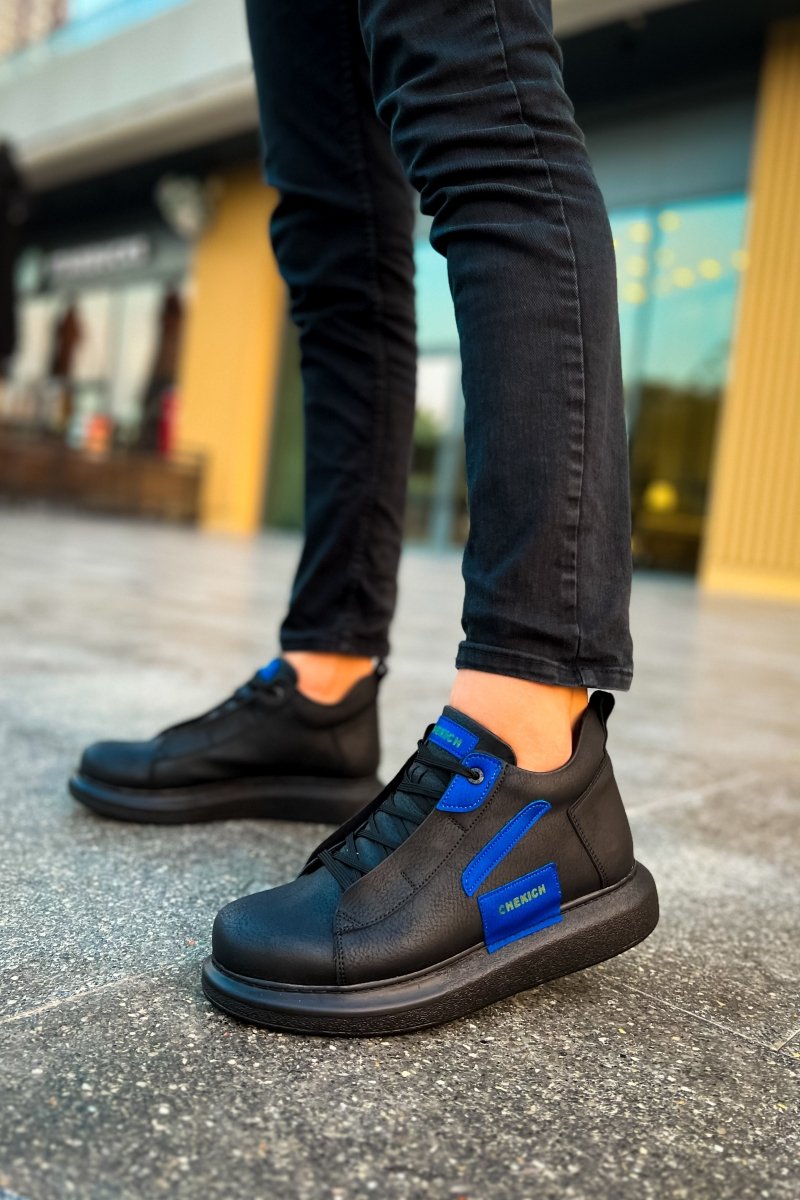 CH131 GST Frogner Men's Boots Black/SAX Blue - chekich.com
