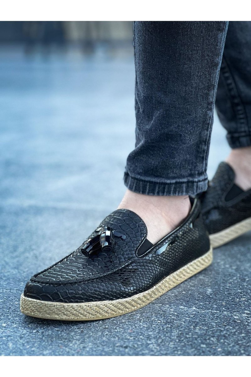 CH141 HT Croco Erkek Ayakkabı SIYAH - chekich.com