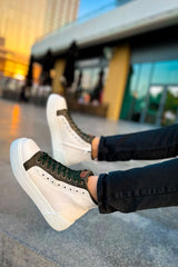 CH167 - GBT Blazer Erkek Bot BEYAZ / HAKI - chekich.com