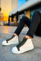 CH167 - GBT Blazer Erkek Bot BEYAZ / HAKI - chekich.com