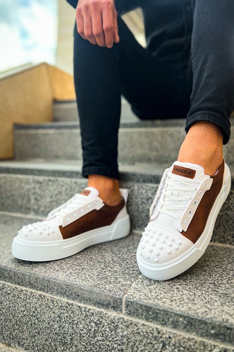 CH169 - CBT Thorn Men Sneaker White/Tan - chekich.com