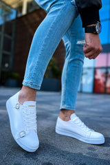 CH191 - CBT Side Buckle Erkek Ayakkabı BEYAZ - chekich.com