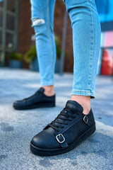 CH191 - CST Side Buckle Erkek Ayakkabı SIYAH - chekich.com