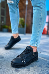 CH191 - CST Side Buckle Erkek Ayakkabı SIYAH - chekich.com