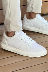 CH2505 - Keten Erkek Ayakkabı BEYAZ / BEYAZ - chekich.com