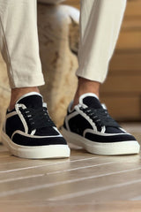 CH2505 - Keten Erkek Ayakkabı SİYAH - BEYAZ - chekich.com