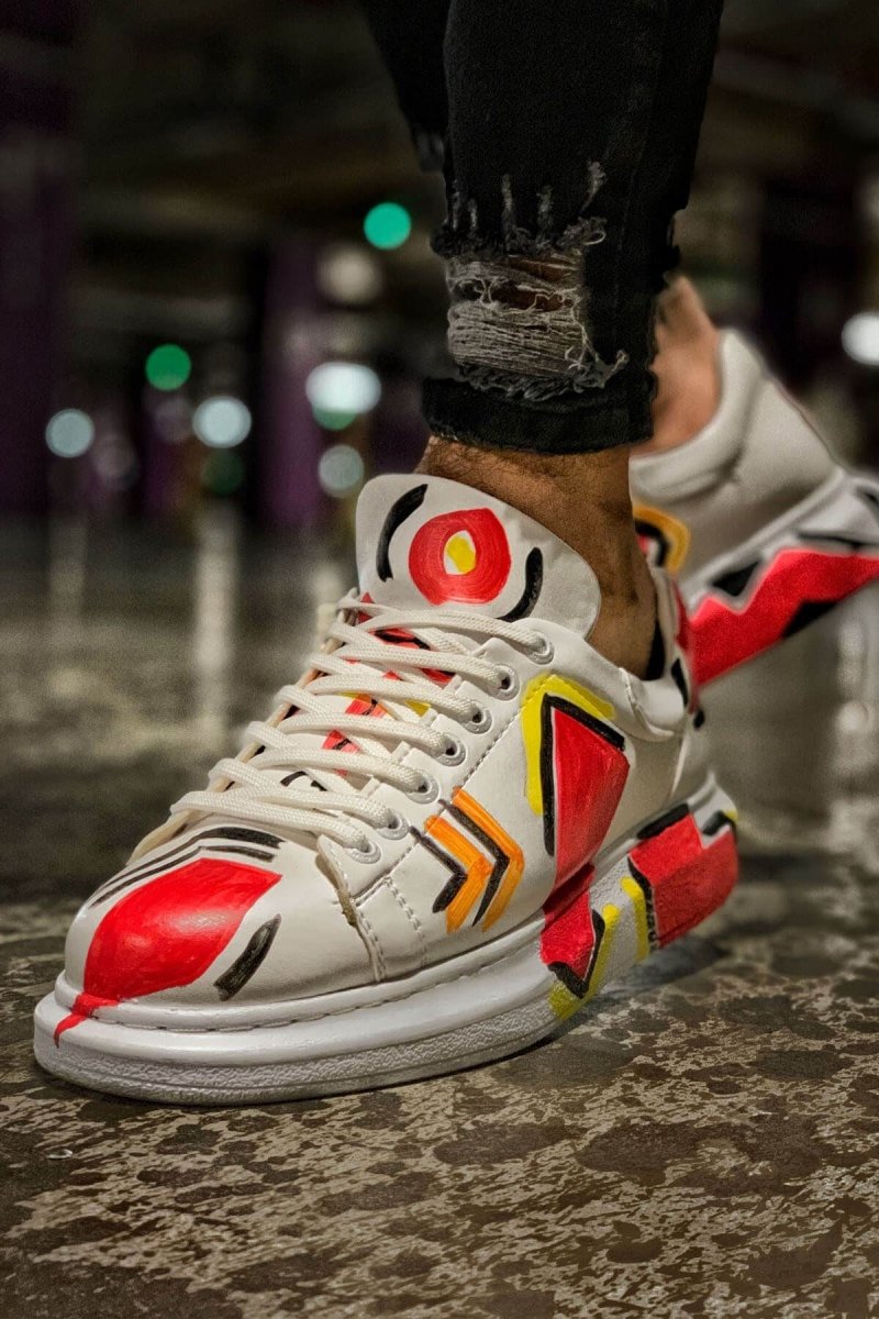 CH254 - CBT Pittura Men Sneaker 406 KBL SARI / TURUNCU - chekich.com