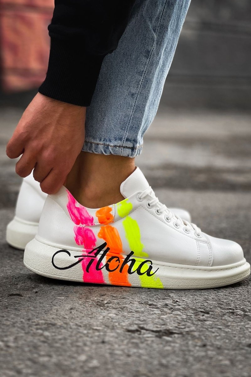 CH254 - CBT Pittura Men Sneaker 501 ALOHA SARI PEMBE BEYAZ - chekich.com