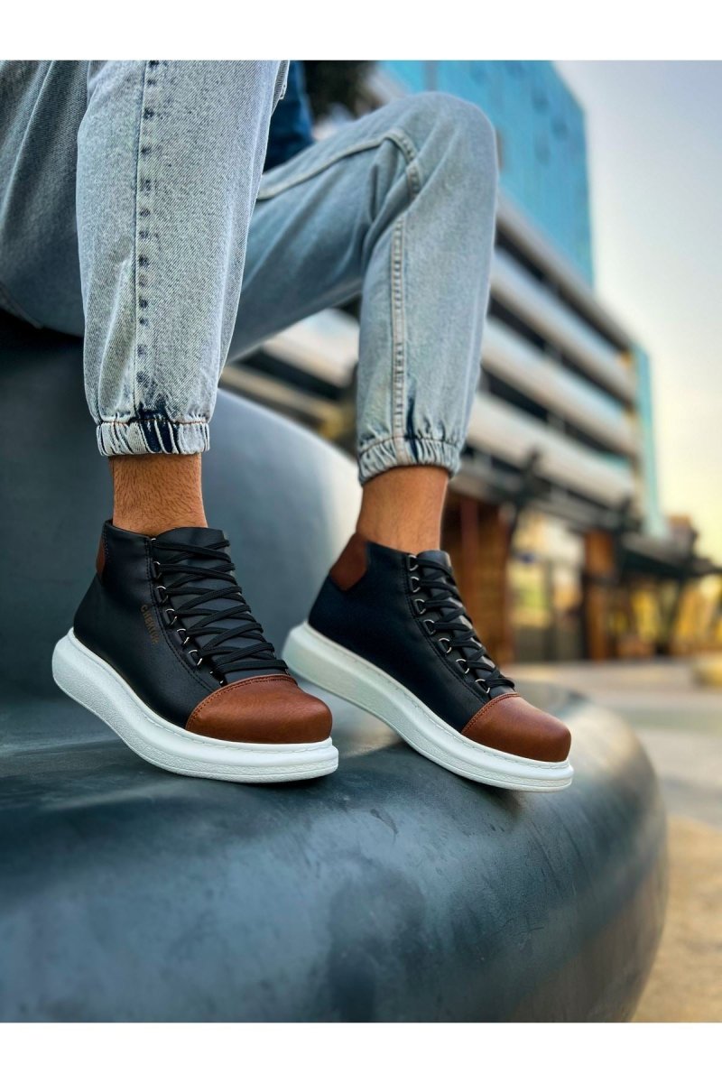 CH258 - GBT Roma Colourful Erkek Bot SIYAH/TABA - chekich.com