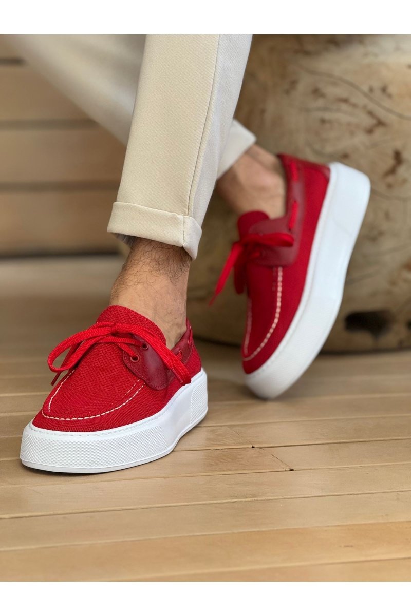 CH2602 - Triko Erkek Ayakkabı KIRMIZI - chekich.com