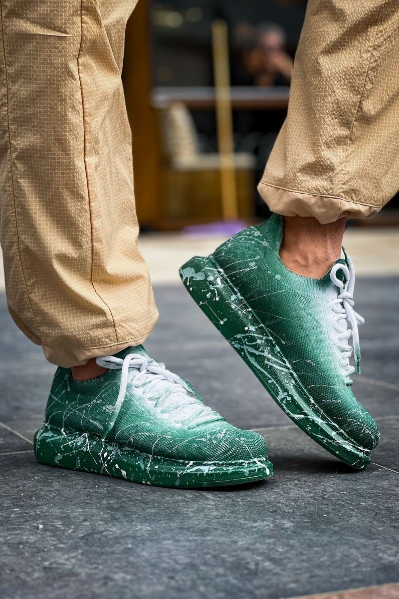 CH307 Renkli Tricot Erkek Ayakkabı Yeşil Splush - chekich.com