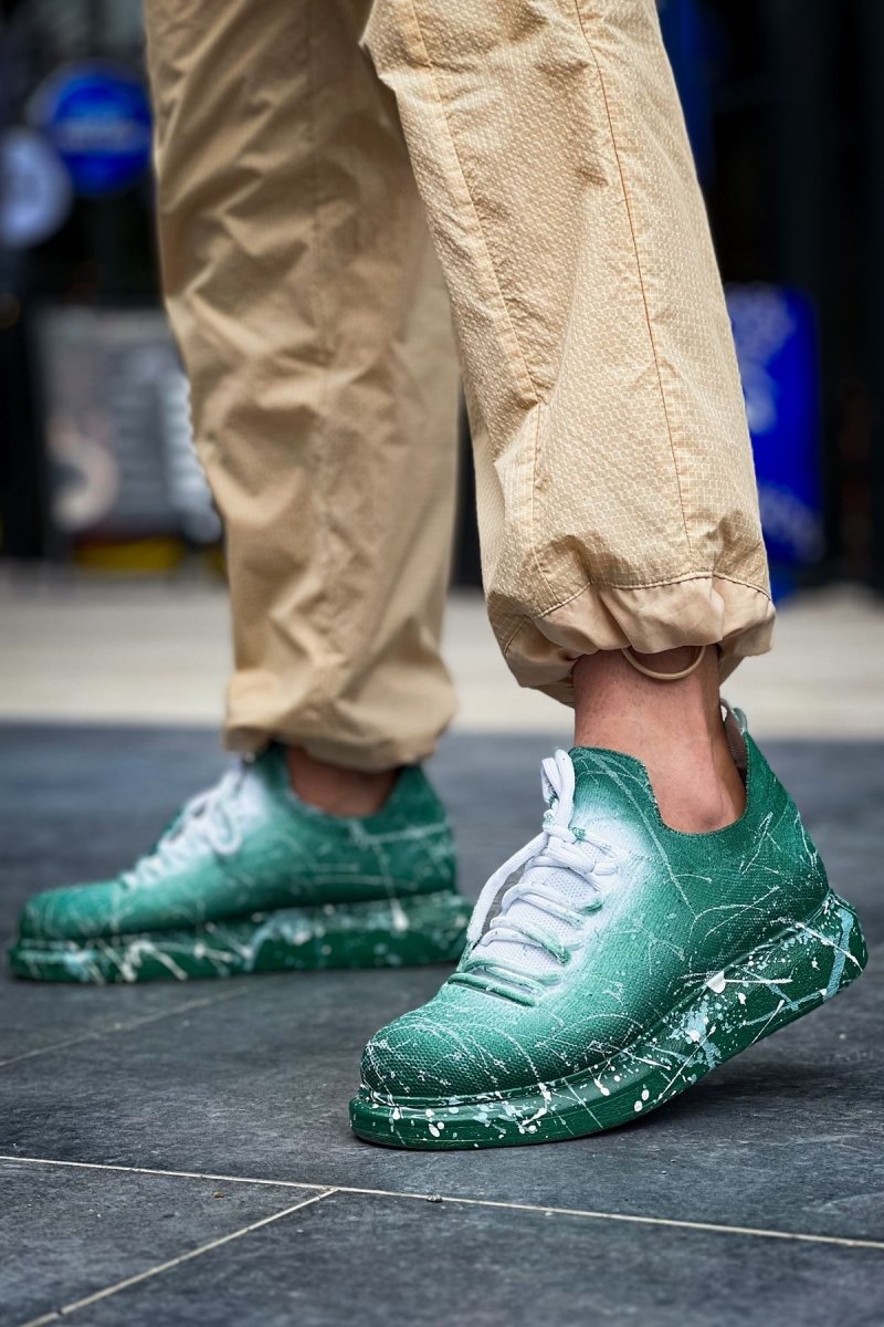 CH307 Renkli Tricot Erkek Ayakkabı Yeşil Splush - chekich.com