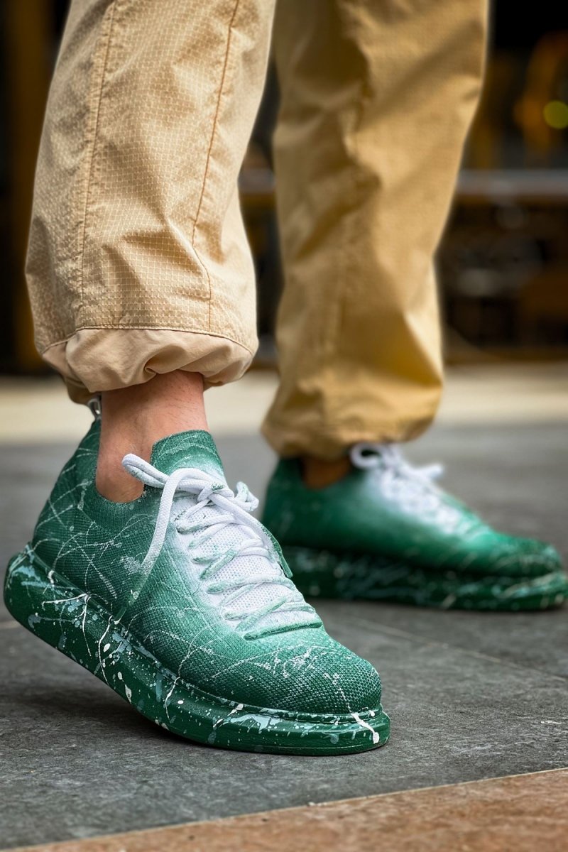 CH307 Renkli Tricot Erkek Ayakkabı Yeşil Splush - chekich.com