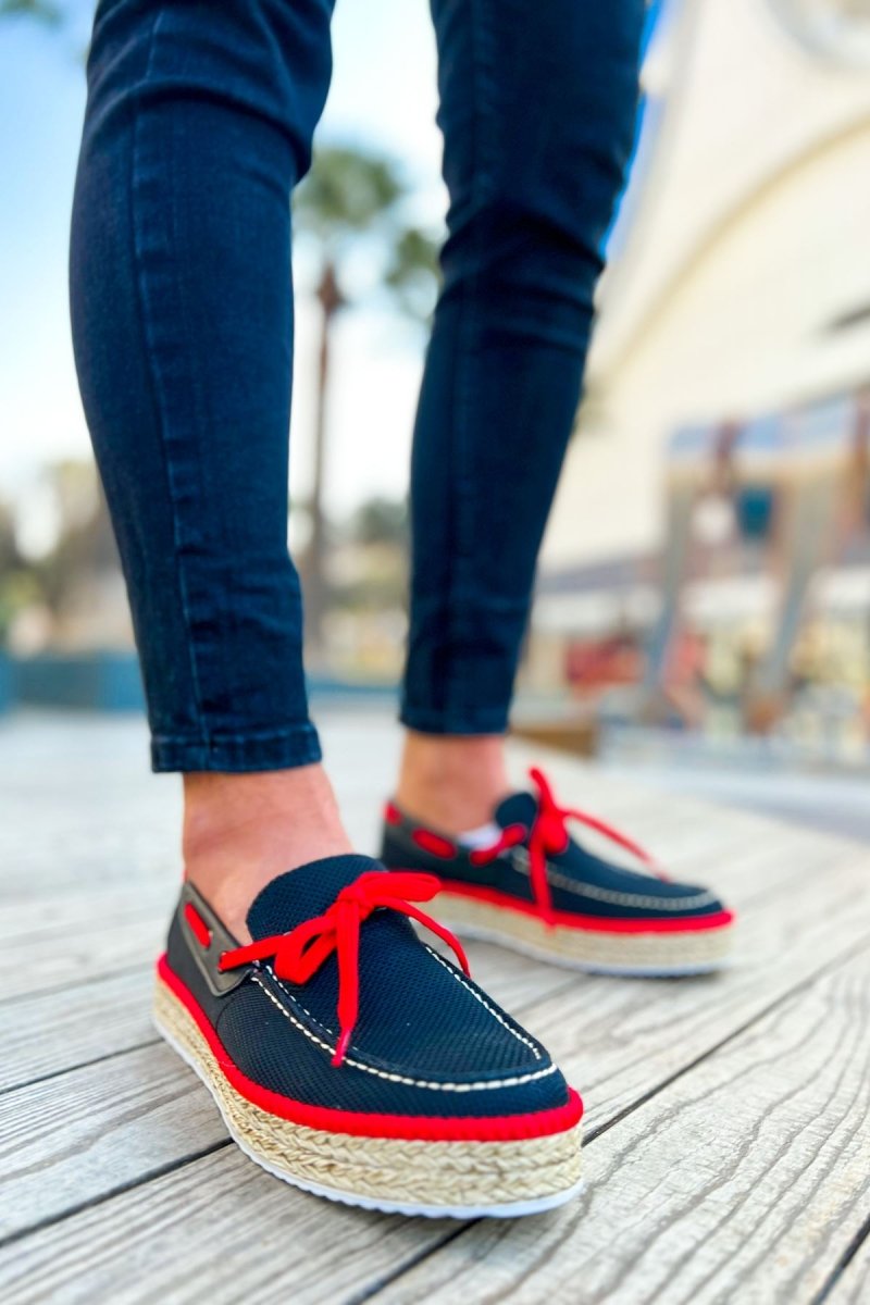 CH311 Espadril Men Sneaker Black - Red - chekich.com