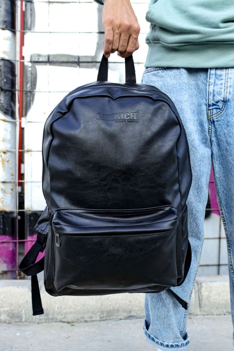 CNT006 Cilt Deri Erkek Sırt Çantası Black - chekich.com