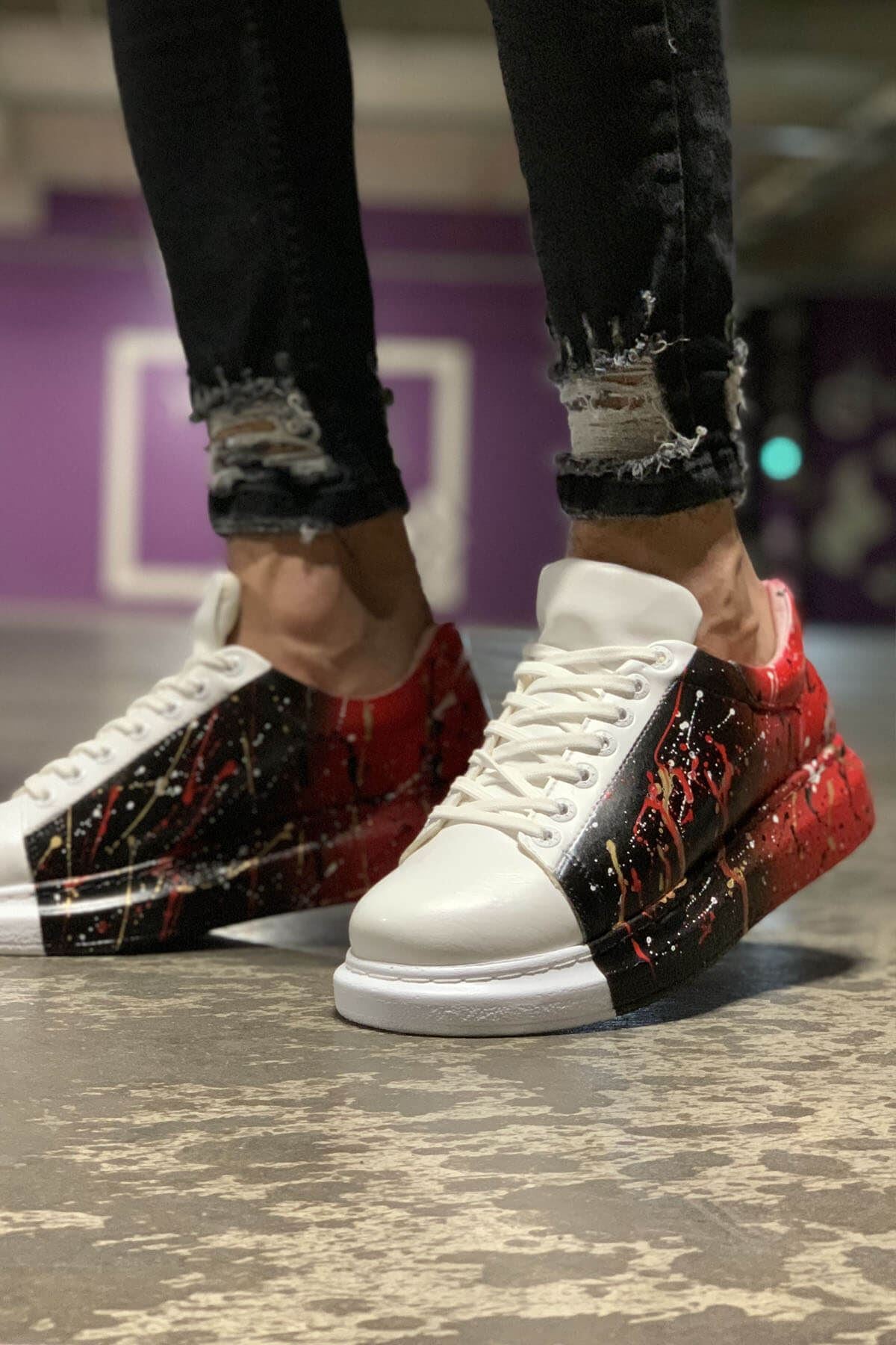 CH254 - CBT Pittura Men Sneaker 415 Black / Red PÜSKÜRTME