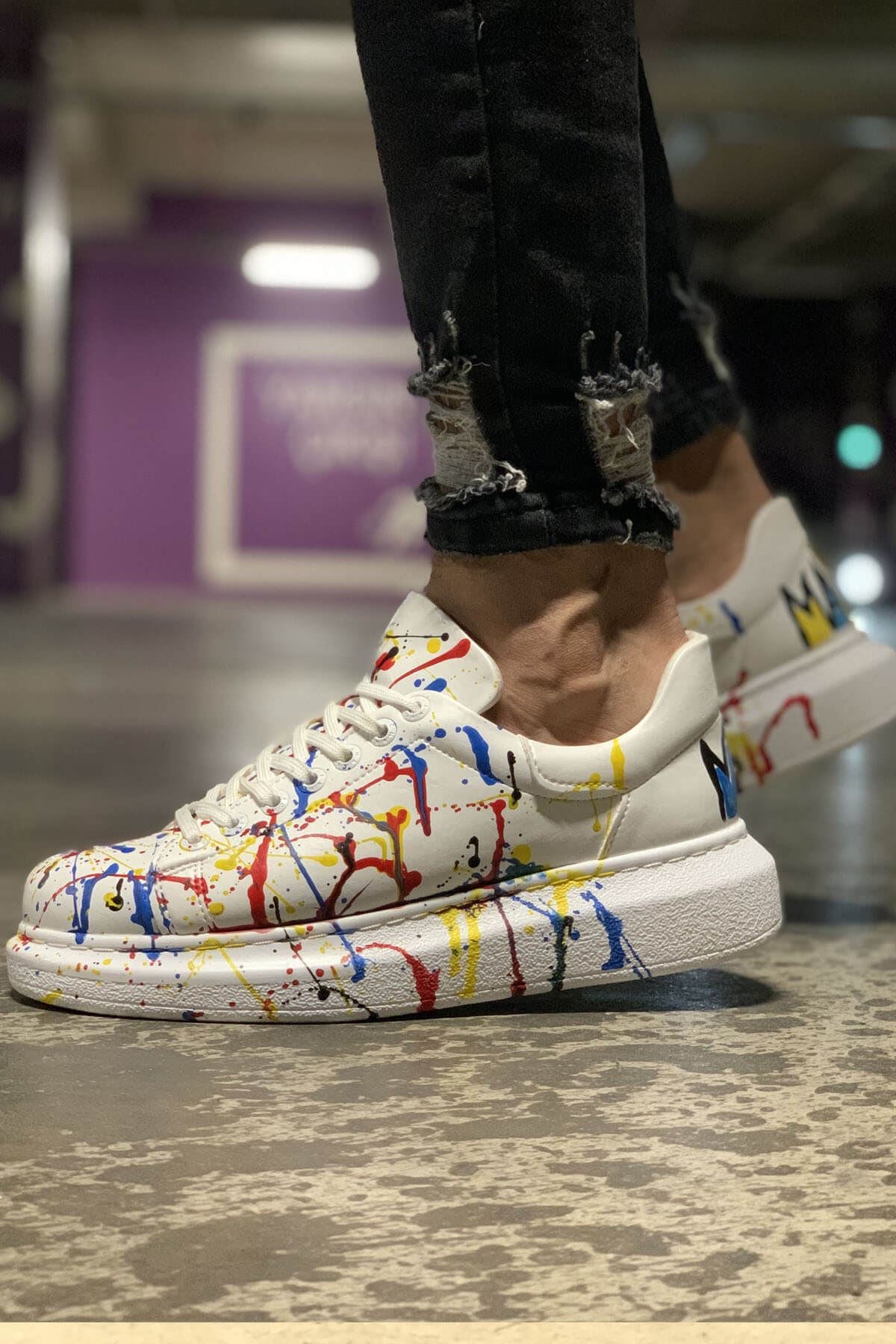CH254 - CBT Pittura Men Sneaker 414 Yellow / Red PÜSKÜRTME