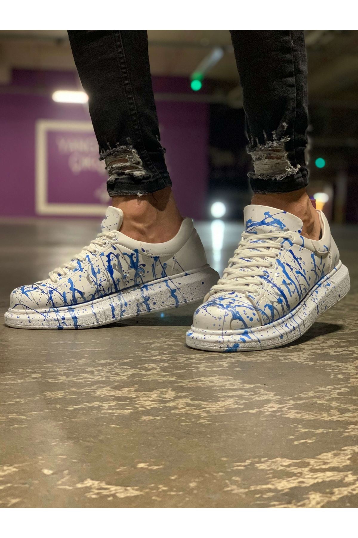 CH254 CBT Pittura Heren Sneaker 416 Blauw PÜSKÜRTME