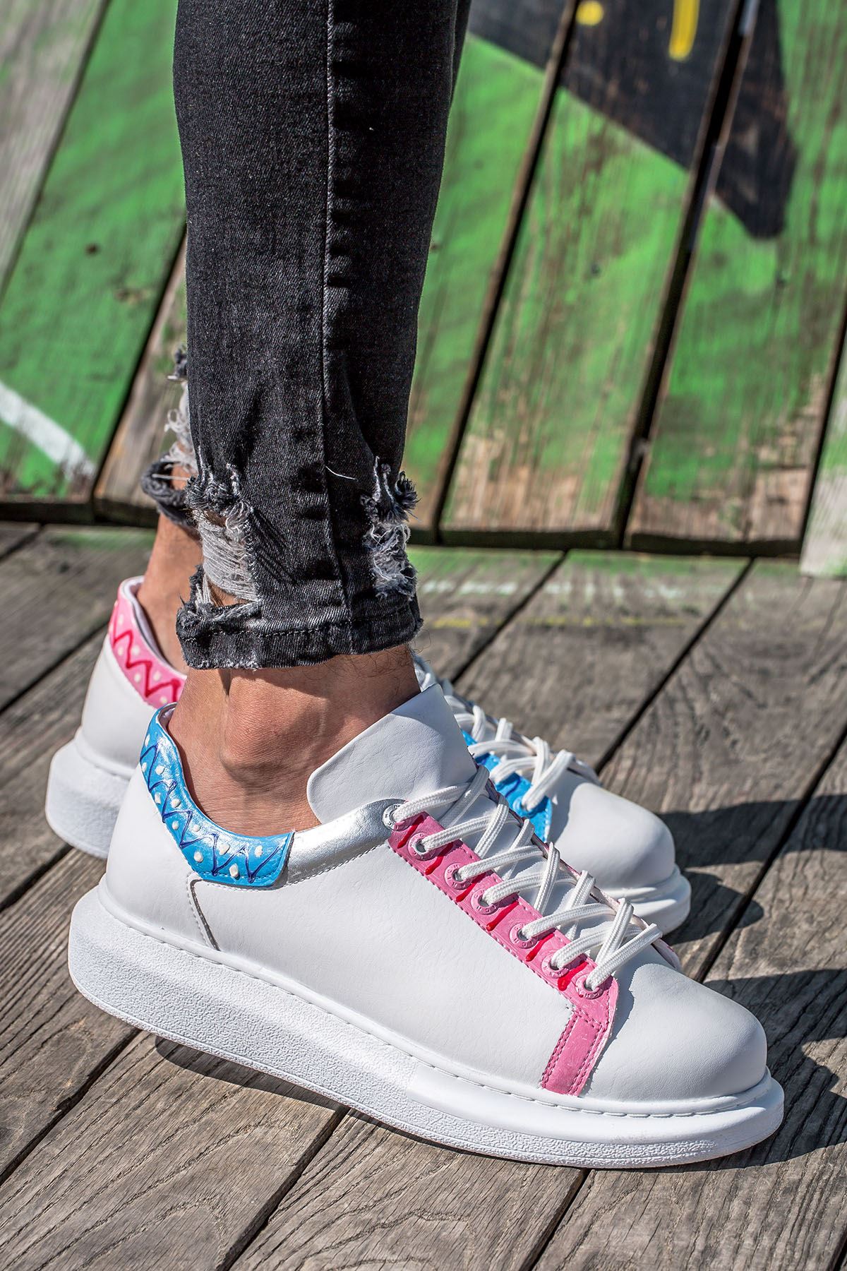 CH254 - CBT Pittura Men Sneaker 420 Blue-PEMBE ISLEME