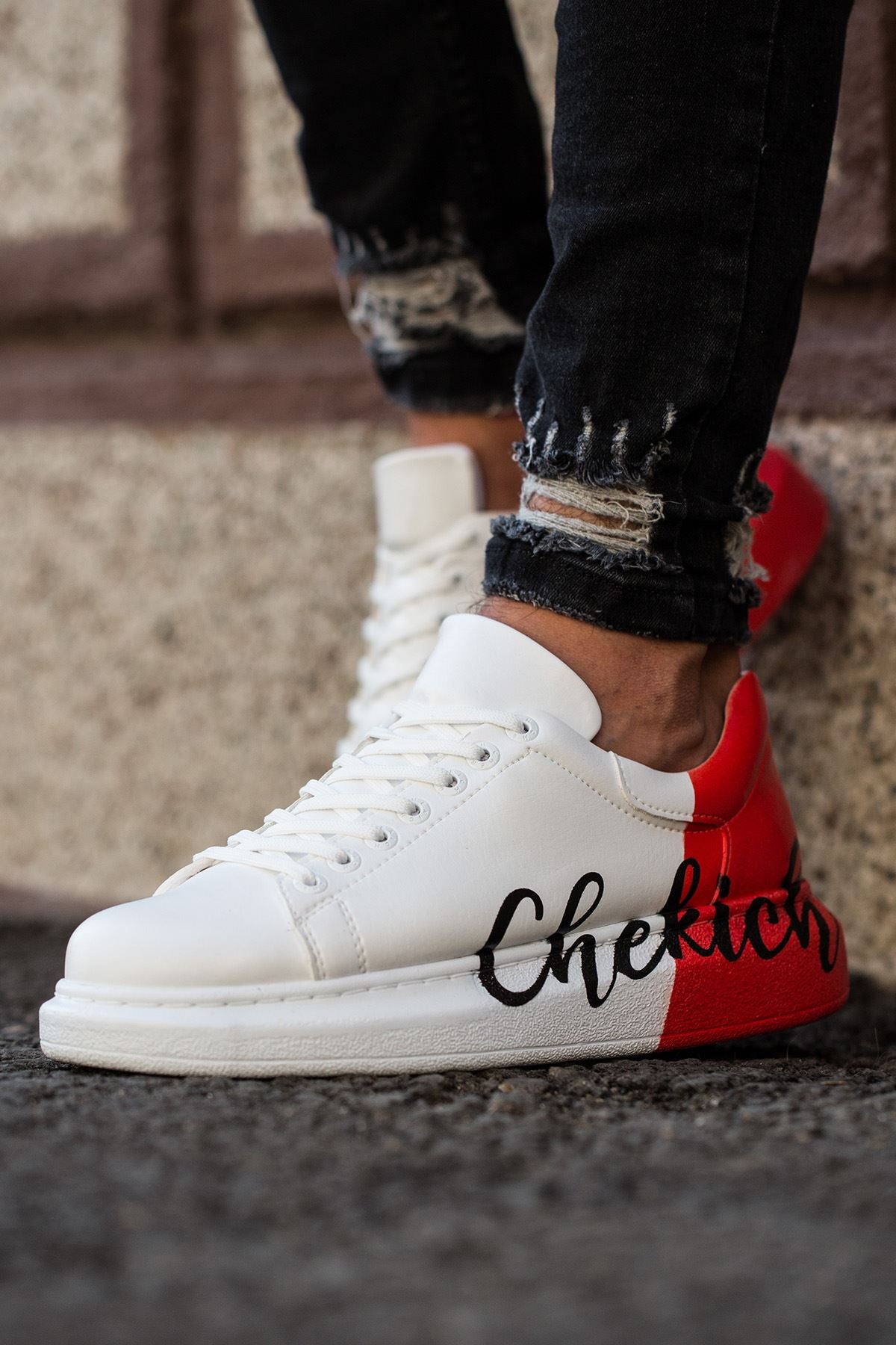 CH254 CBT Pittura Heren Sneaker 427 Wit Rood CHEKICH