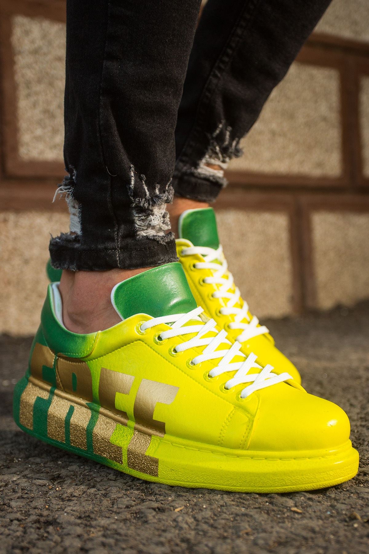 CH254 - CBT Pittura Men Sneaker 432 Yellow / Green FREE