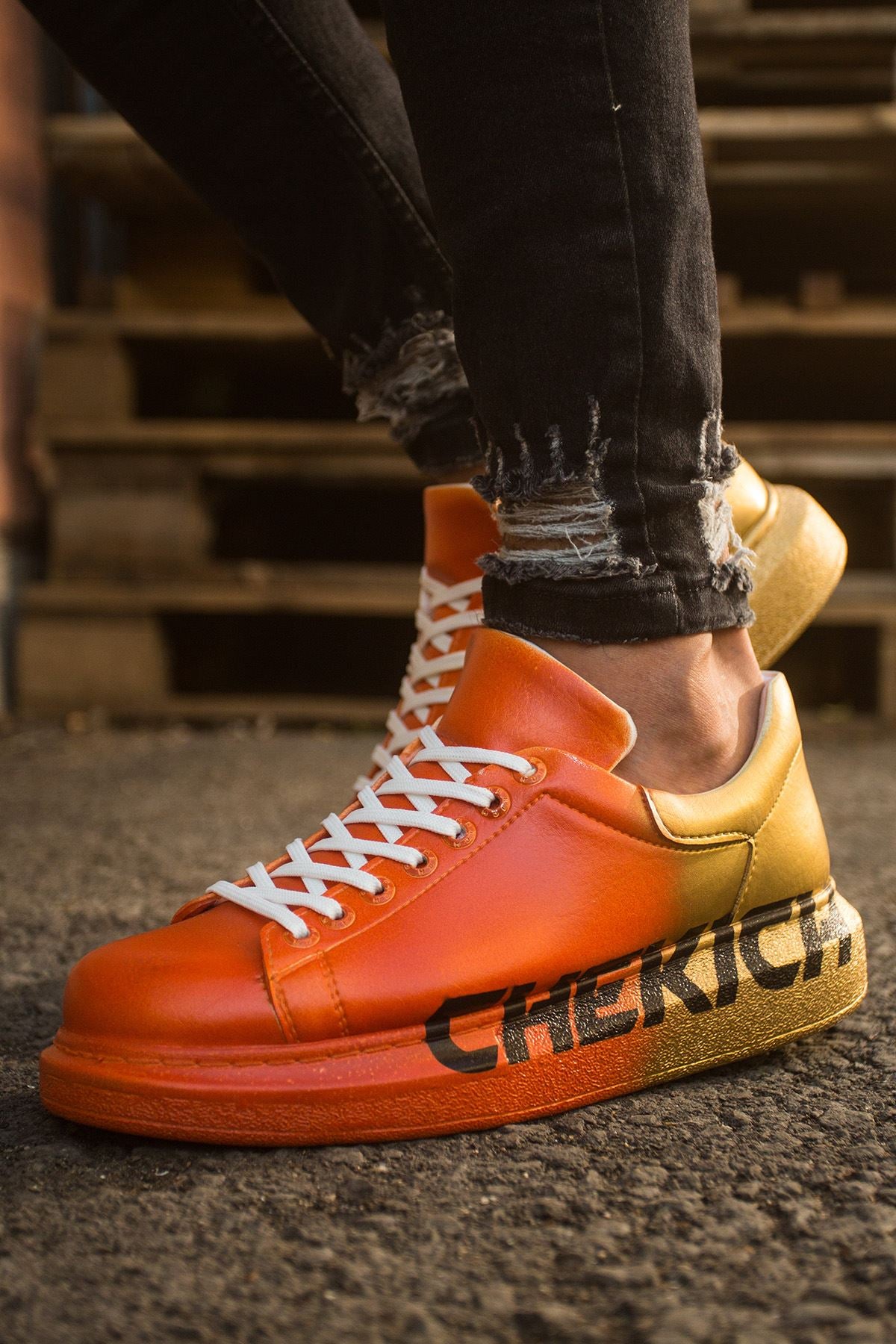 CH254 CBT Pittura Heren Sneaker 433 Oranje/Geel CHEKICH