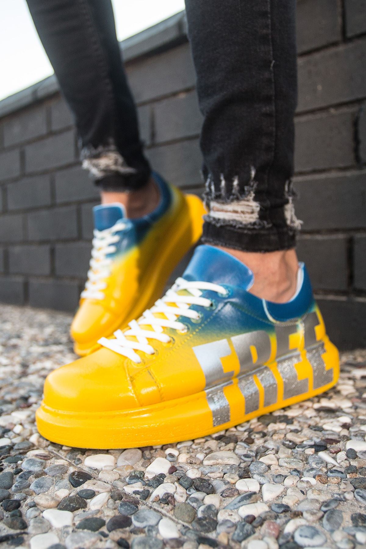 CH254 - CBT Pittura Men Sneaker 435 Yellow / Blue FREE