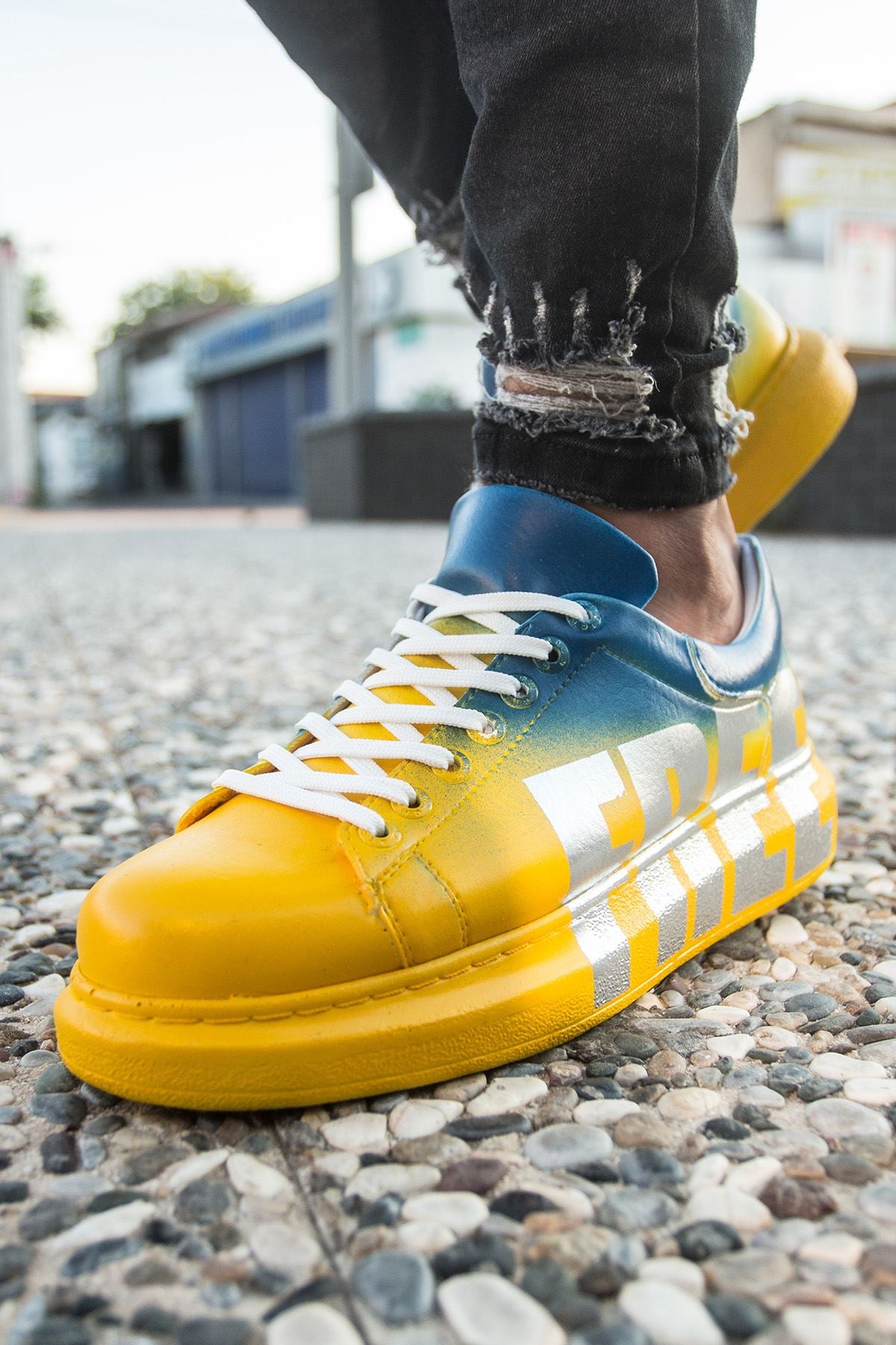 CH254 - CBT Pittura Men Sneaker 435 Yellow / Blue FREE