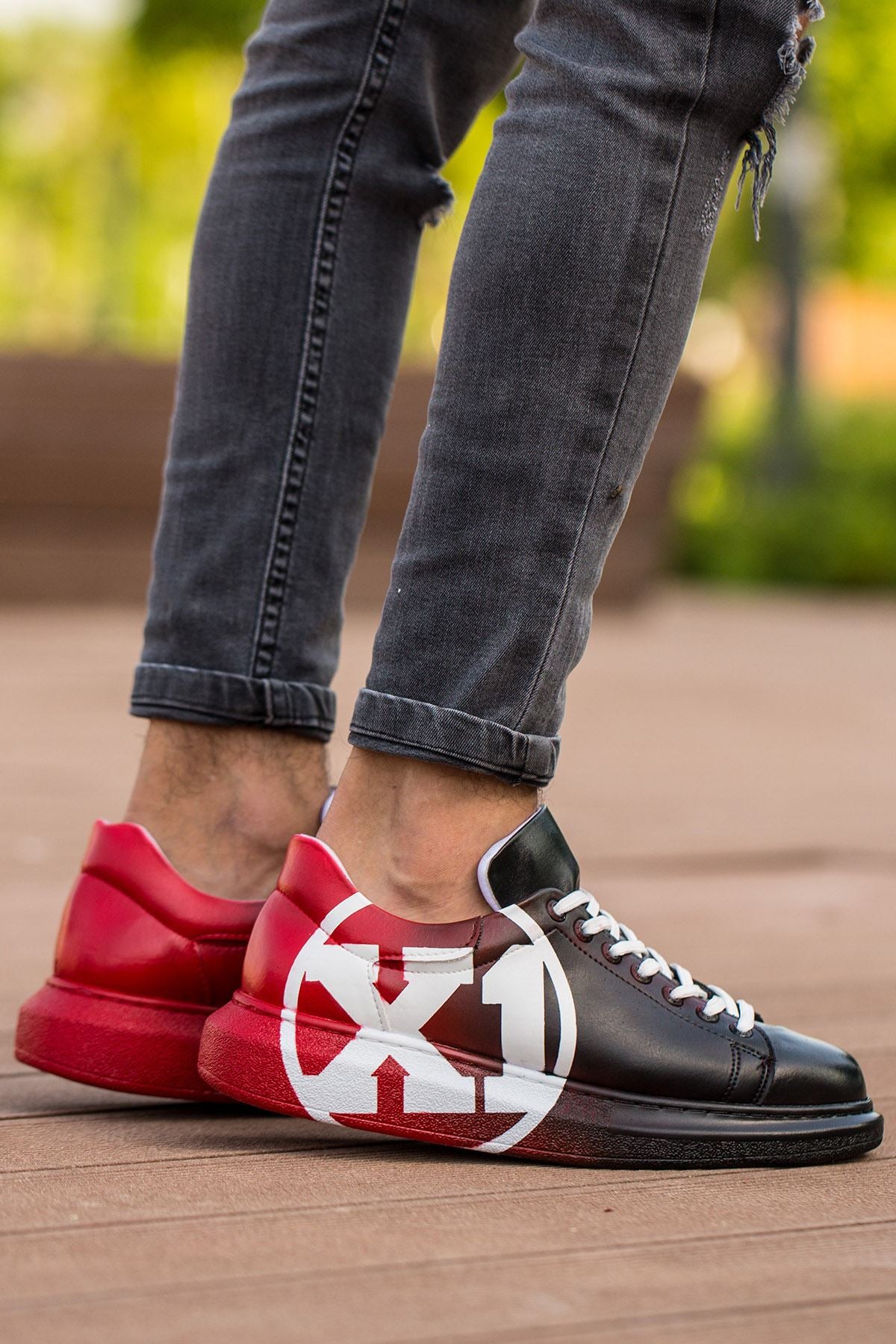 CH254 CBT Pittura Herren Sneaker 445 Schwarz / Rot X1