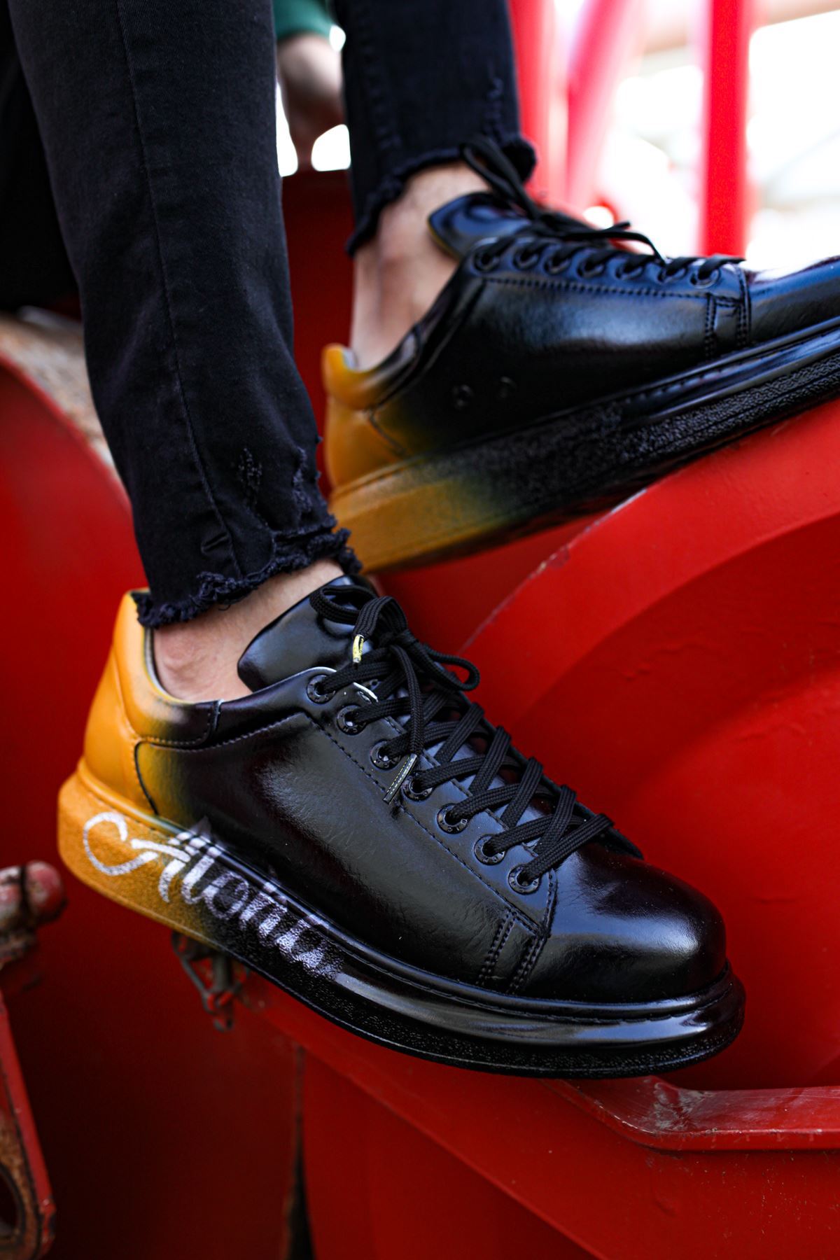 CH254 CBT Pittura Heren Sneaker 476 Zwart/Geel ALOHA