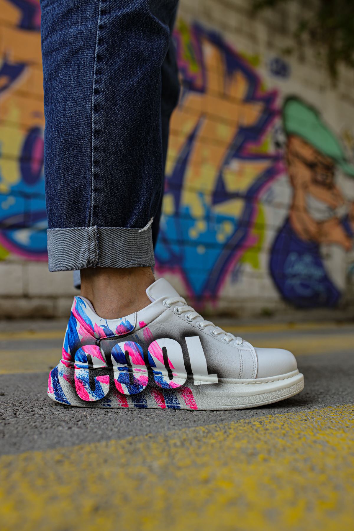 CH254 - CBT Pittura Men Sneaker 486 PEMBE / Blue COOL