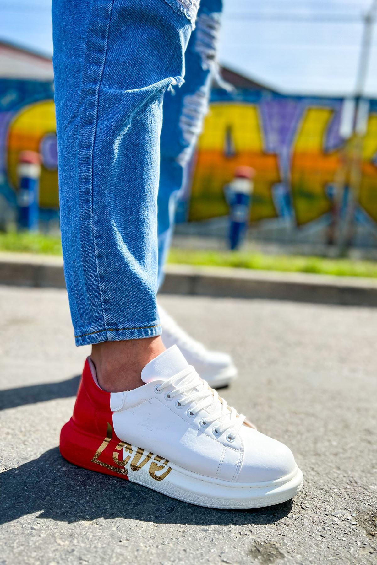 CH254 CBT Pittura Herren Sneaker 504 Weiß / Rot LOVE