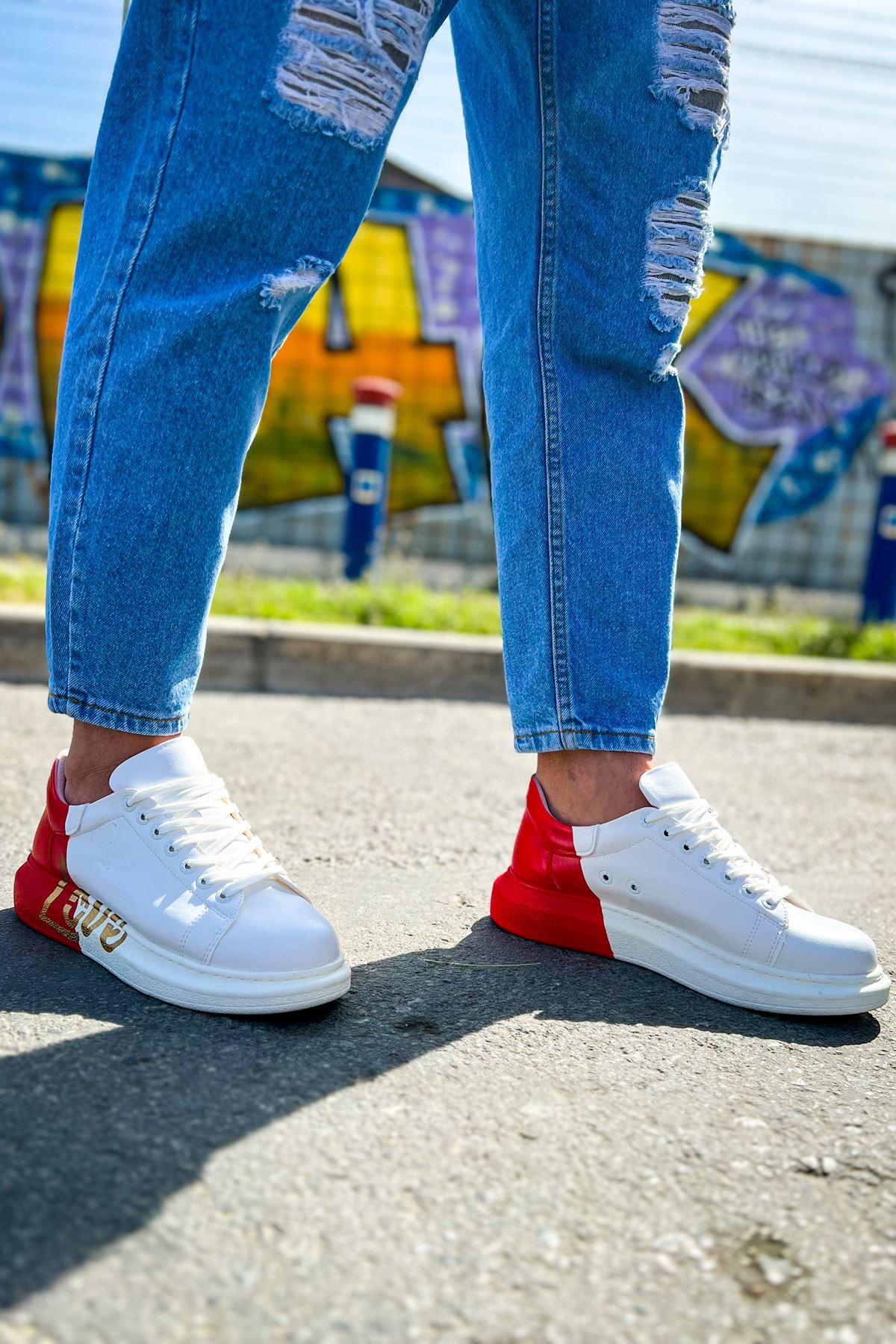 CH254 CBT Pittura Herren Sneaker 504 Weiß / Rot LOVE