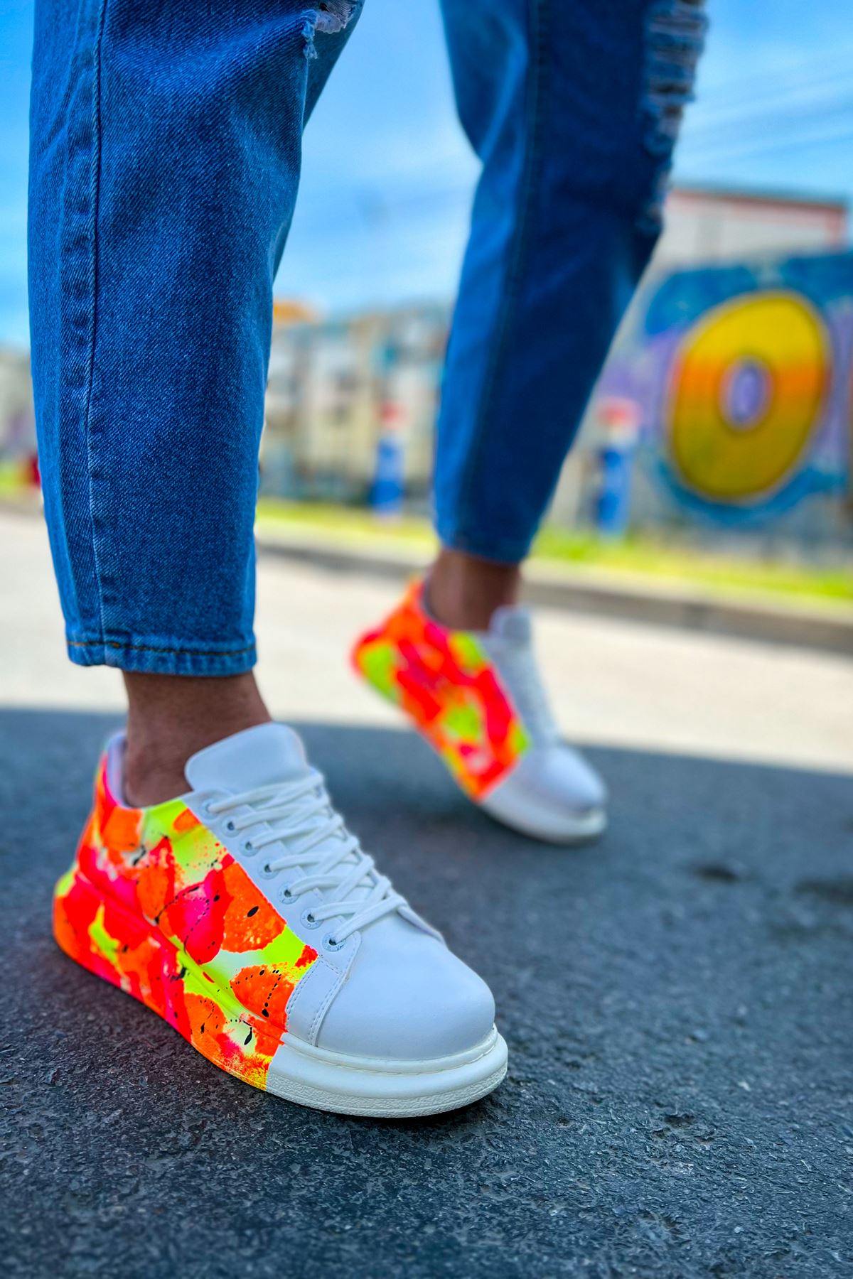 CH254 - CBT Pittura Men Sneaker 535 NEON Orange / Black YAĞMUR