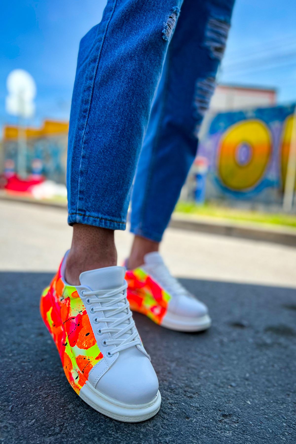 CH254 - CBT Pittura Men Sneaker 535 NEON Orange / Black YAĞMUR