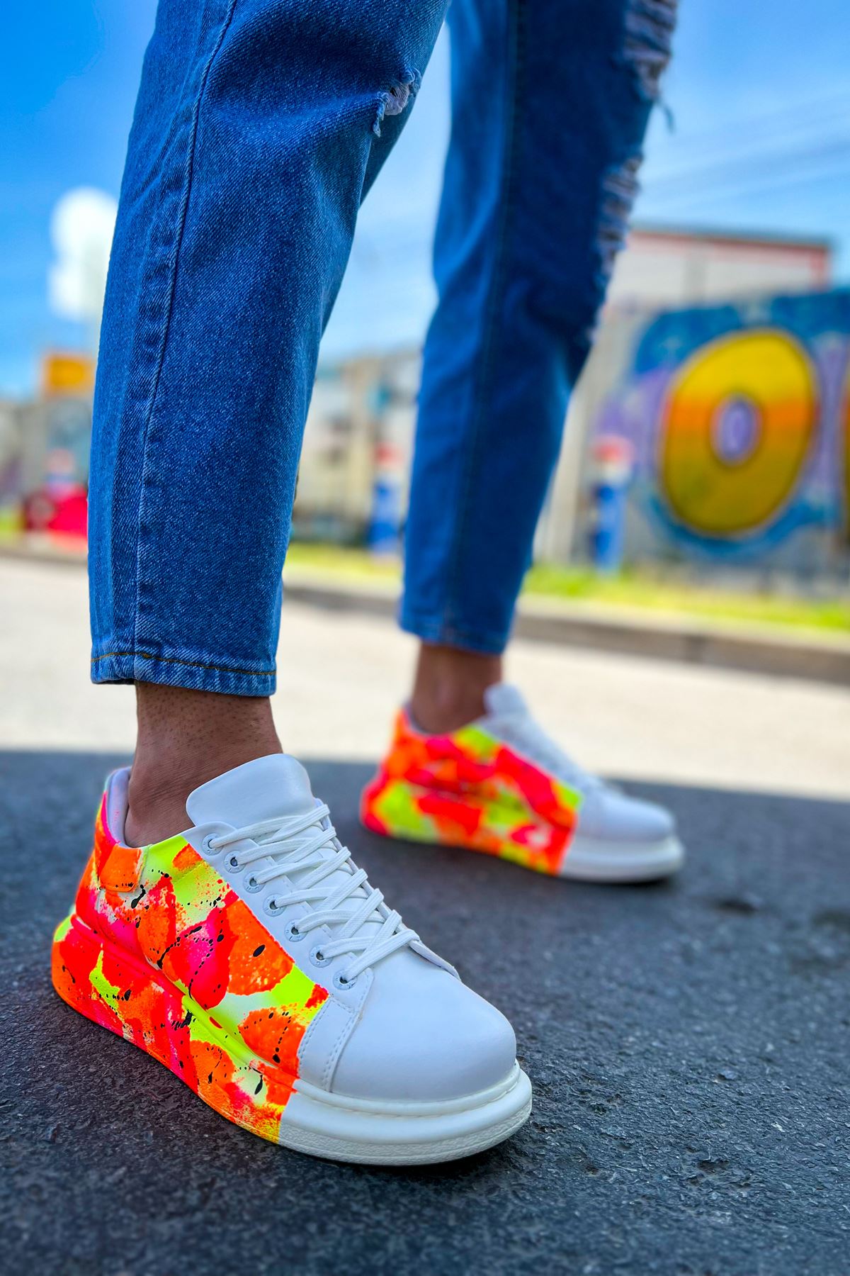 CH254 - CBT Pittura Men Sneaker 535 NEON Orange / Black YAĞMUR