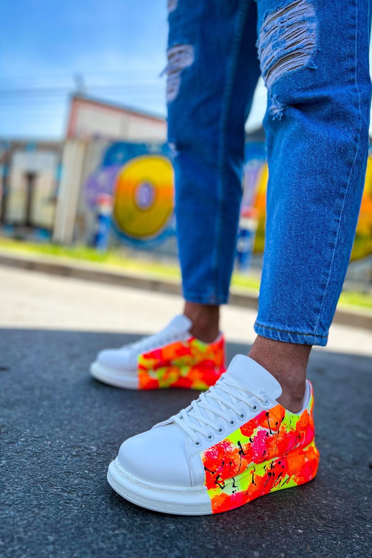 CH254 - CBT Pittura Men Sneaker 535 NEON Orange / Black YAĞMUR