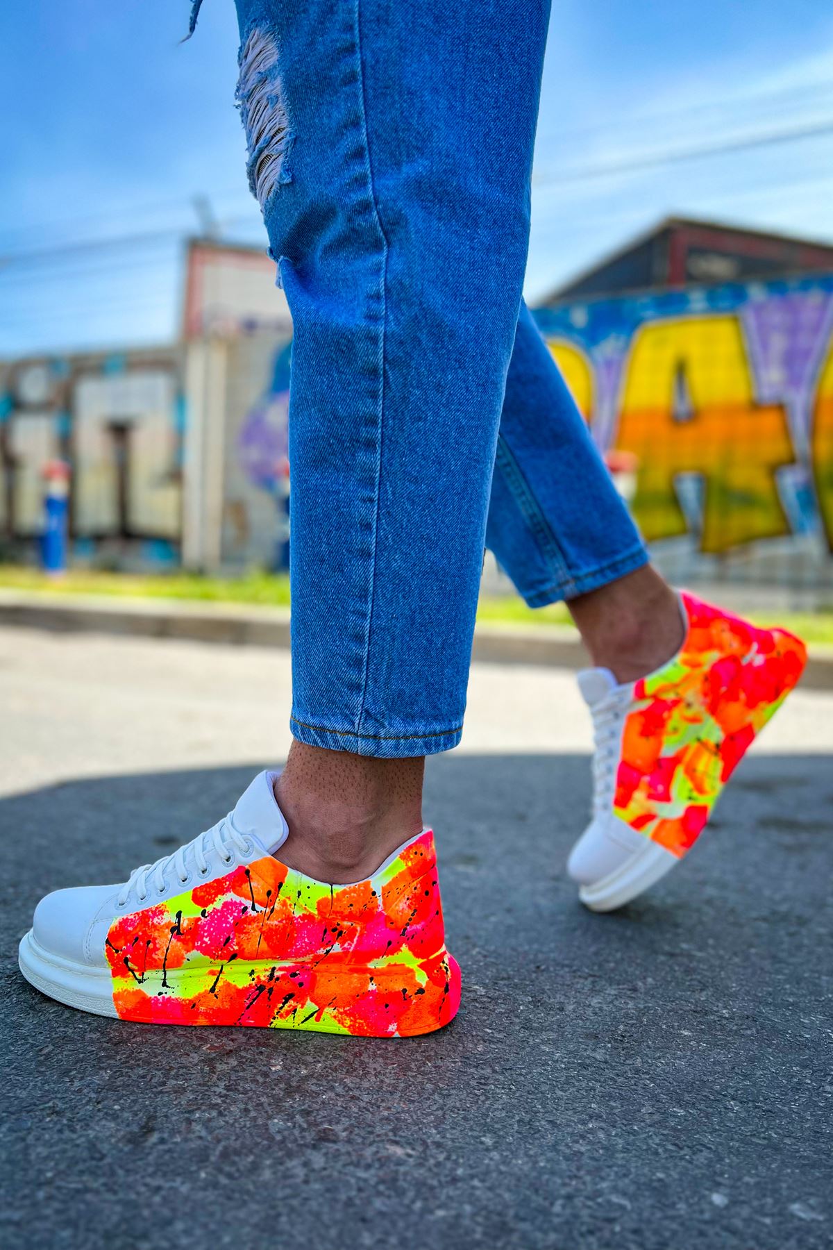 CH254 - CBT Pittura Men Sneaker 535 NEON Orange / Black YAĞMUR
